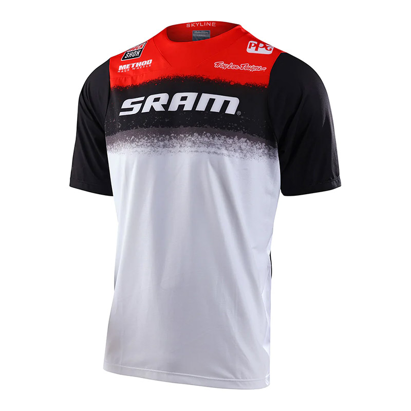 Maillot Troy Lee Designs Skyline SS SRAM Roost blanc Vetements Cyclisme TLD 31954600 MotoStorm