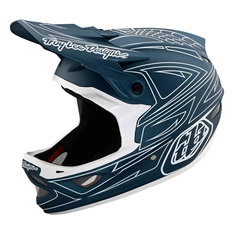 Casco Troy Lee Designs D3 Fiberlite Spiderstripe blu