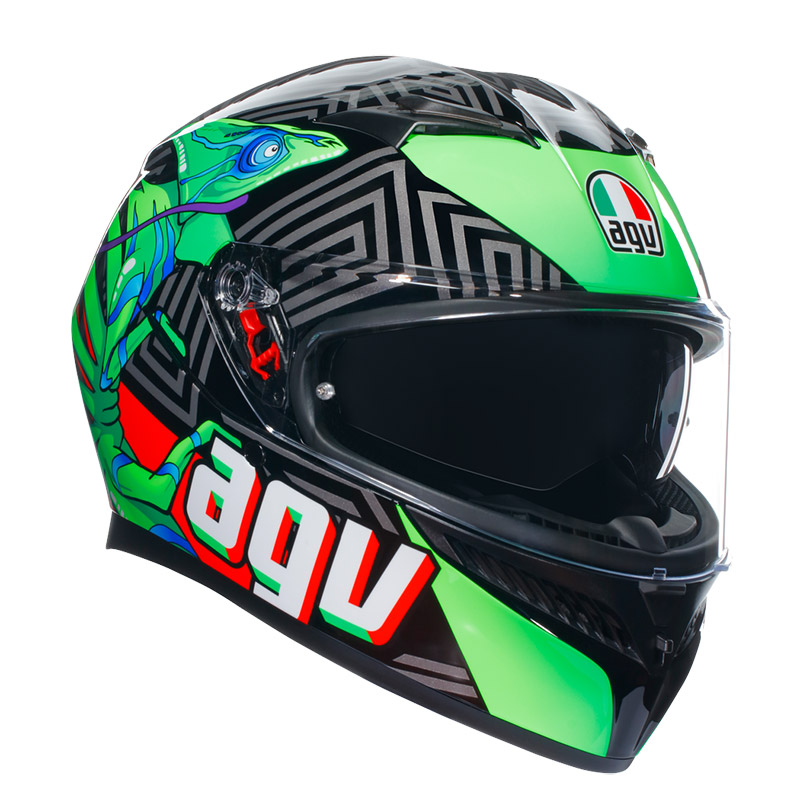 Casco AGV K3 E2206 Kamaleon nero rosso verde