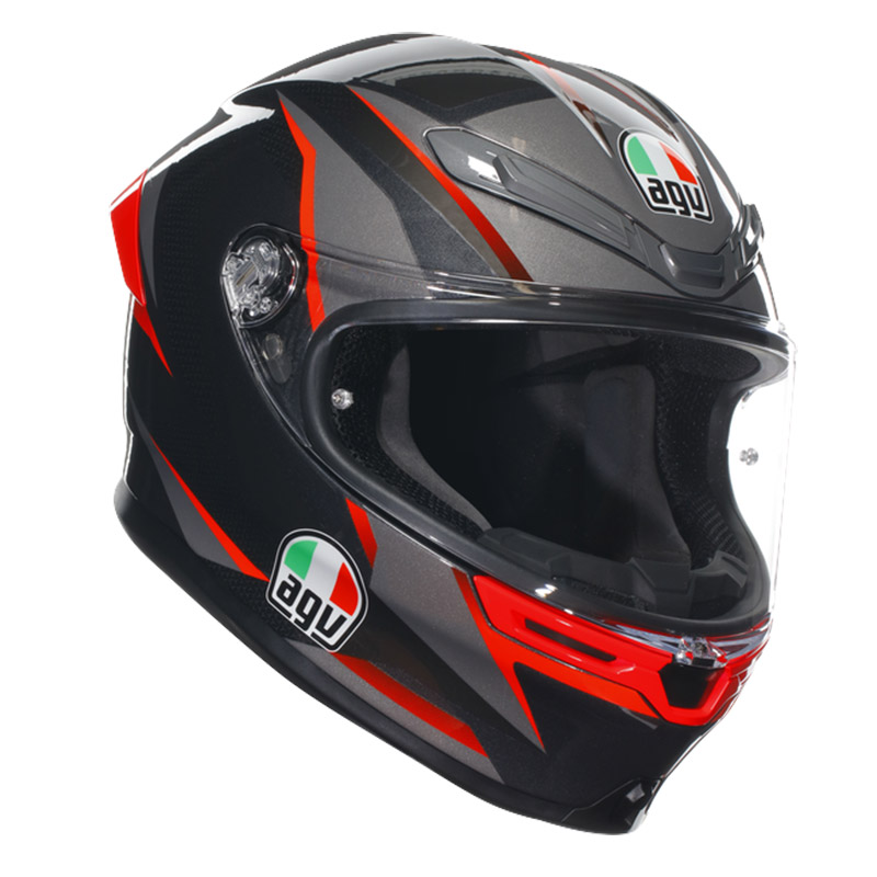 AGV K6 S E2206 スラッシュカット ヘルメット ブラック グレー レッド