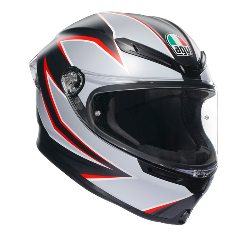 Casco AGV K6 S E2206 Flash nero grigio rosso opaco