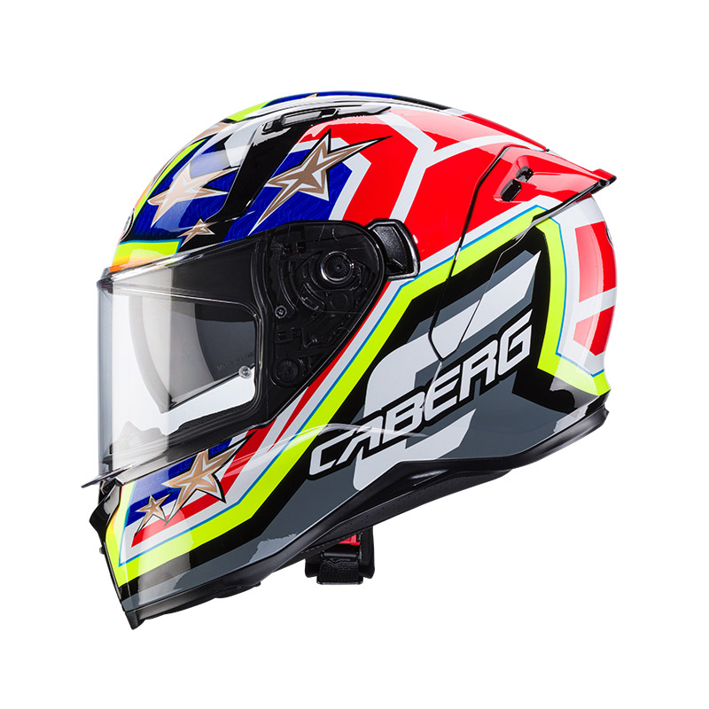 Casco Integrale Caberg Avalon Giga - Opaco Nero/Fluo Giallo/Rosso, Taglia XS, Con Doppia Visiera