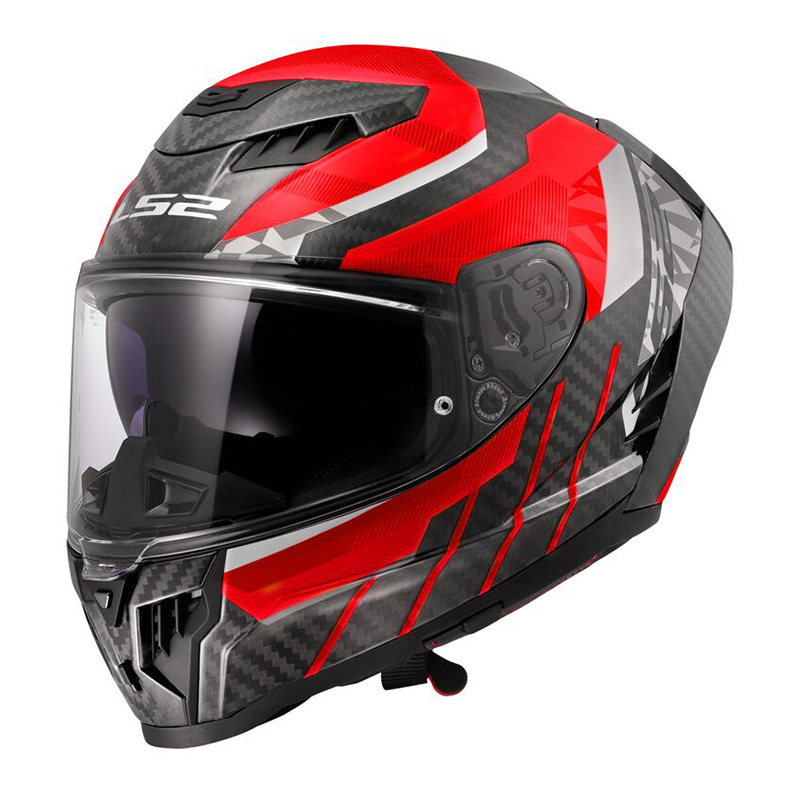 LS2 FF807 Dragon Carbon Trax Helm rot