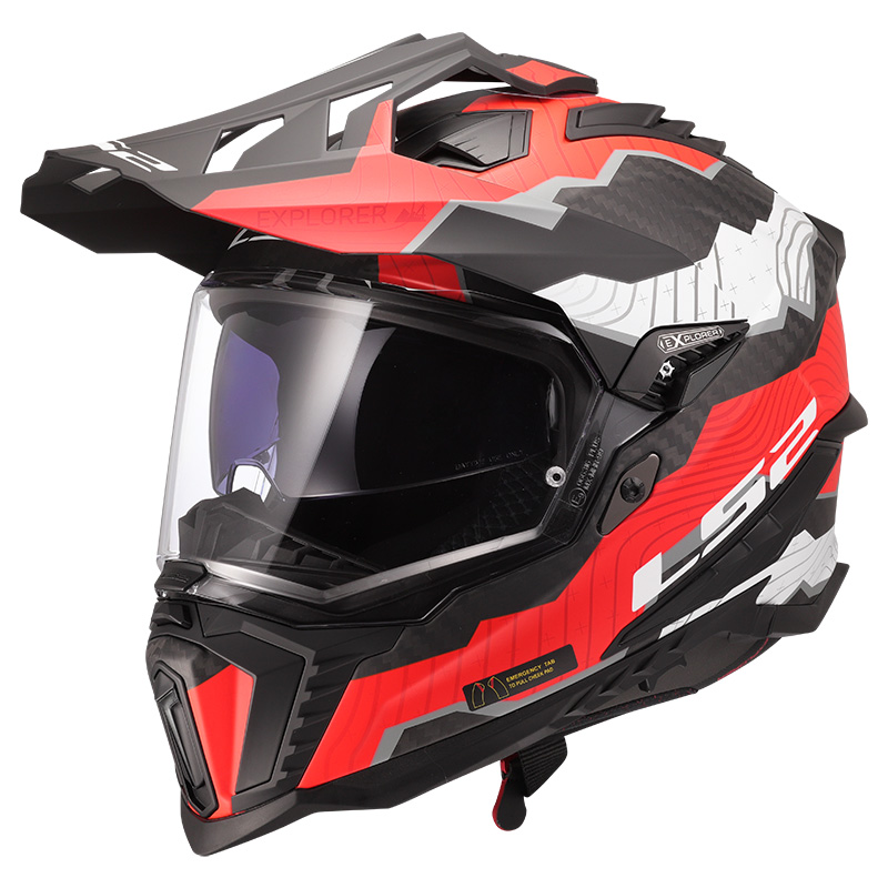 Casque LS2 MX701 Explorer Carbon Trick rouge