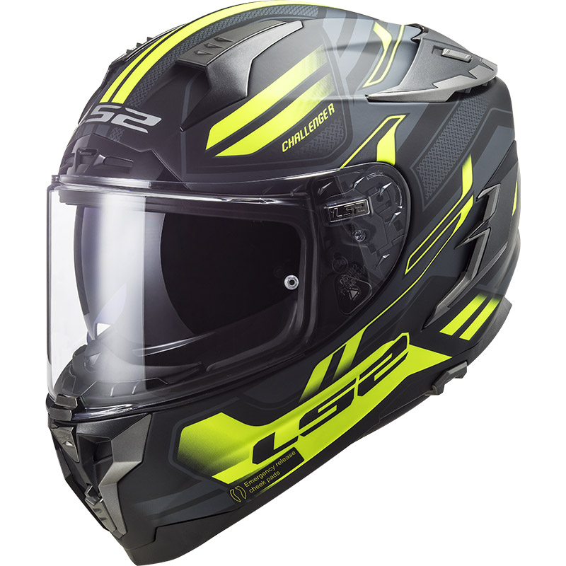 Casco LS2 FF327 Challenger Spin nero hv giallo