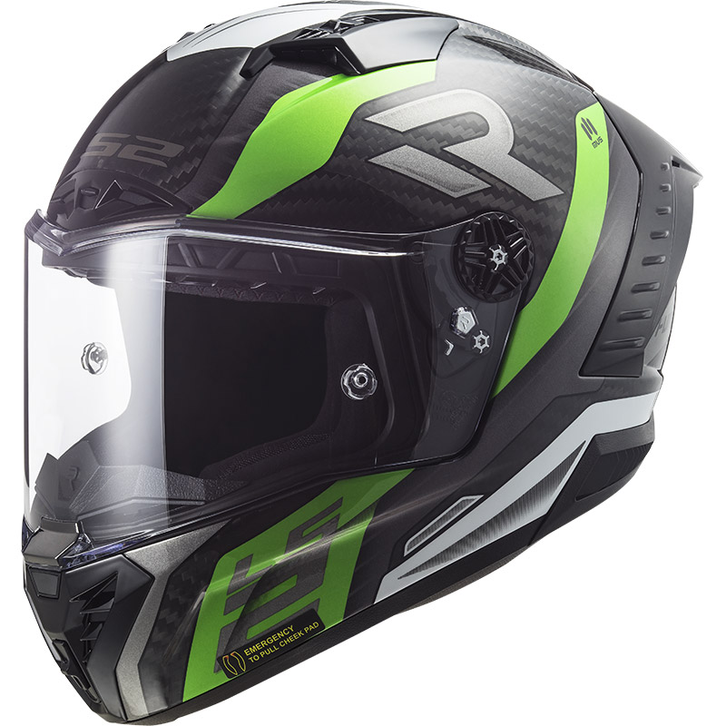 Casco LS2 FF805 Thunder Carbon Supra verde bianco