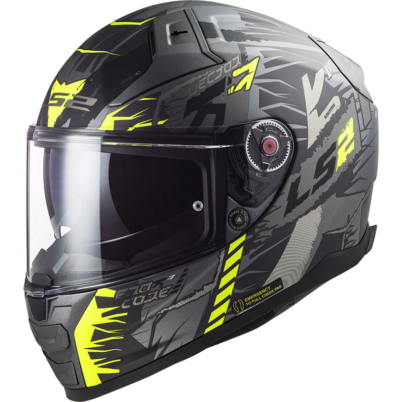 Casco LS2 FF811 Vector 2 Techbot titanio hv giallo