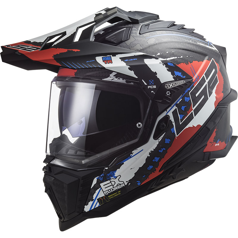 Casco LS2 MX701 Explorer Carbon Extend rosso opaco