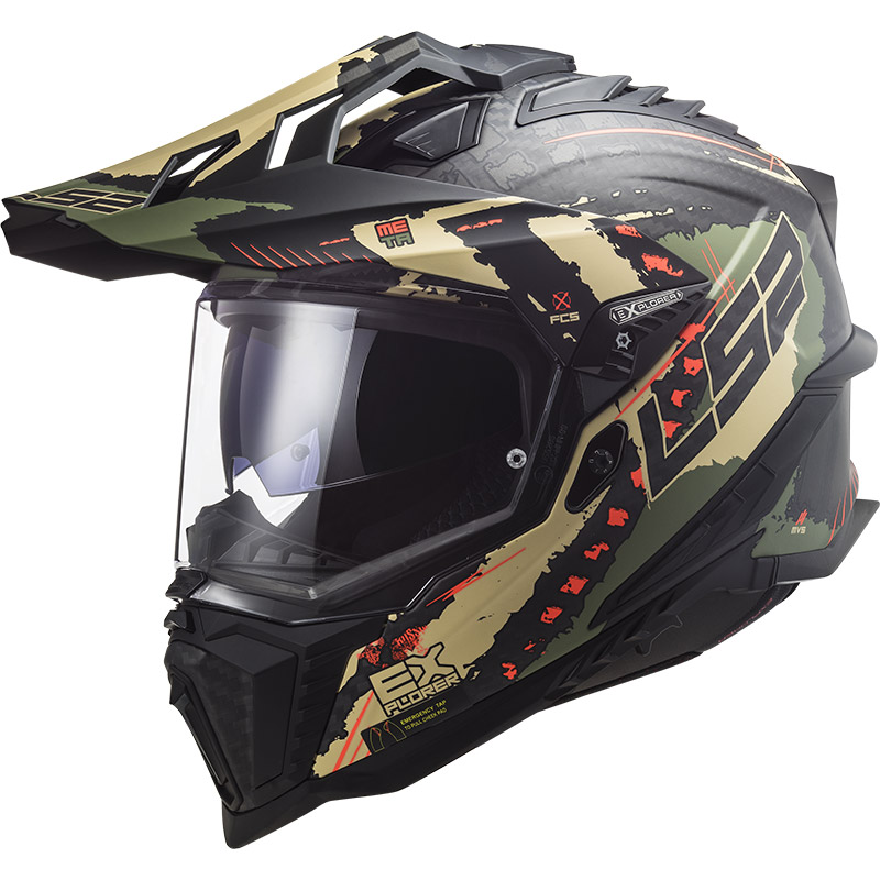 Casco LS2 MX701 Explorer Carbon Extend verde opaco