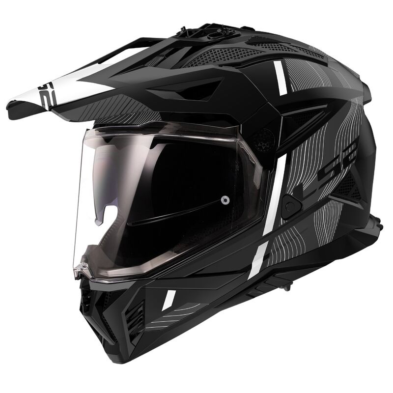 Casco LS2 MX702 Pioneer 2 Hill nero opaco bianco