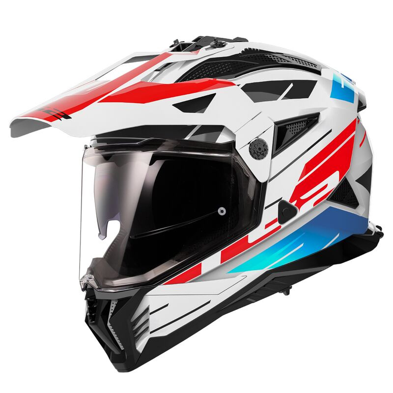 Casco LS2 MX702 Pioneer 2 Namib bianco blu rosso