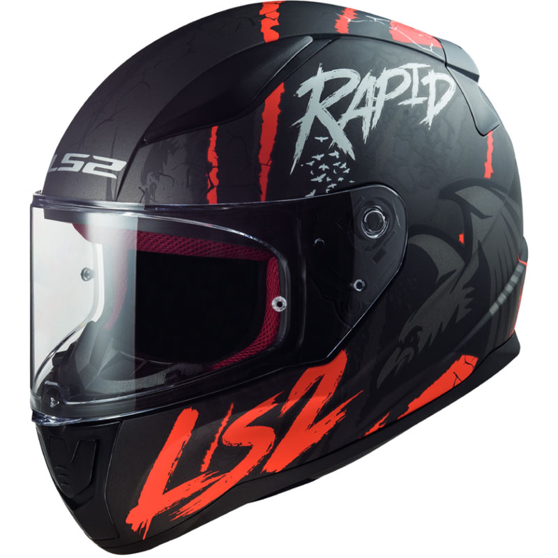 LS2 FF353 Rapid Raven Helm schwarz matt rot