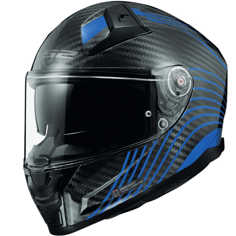 Casque LS2 FF811 Vector 2 Carbon Flux bleu