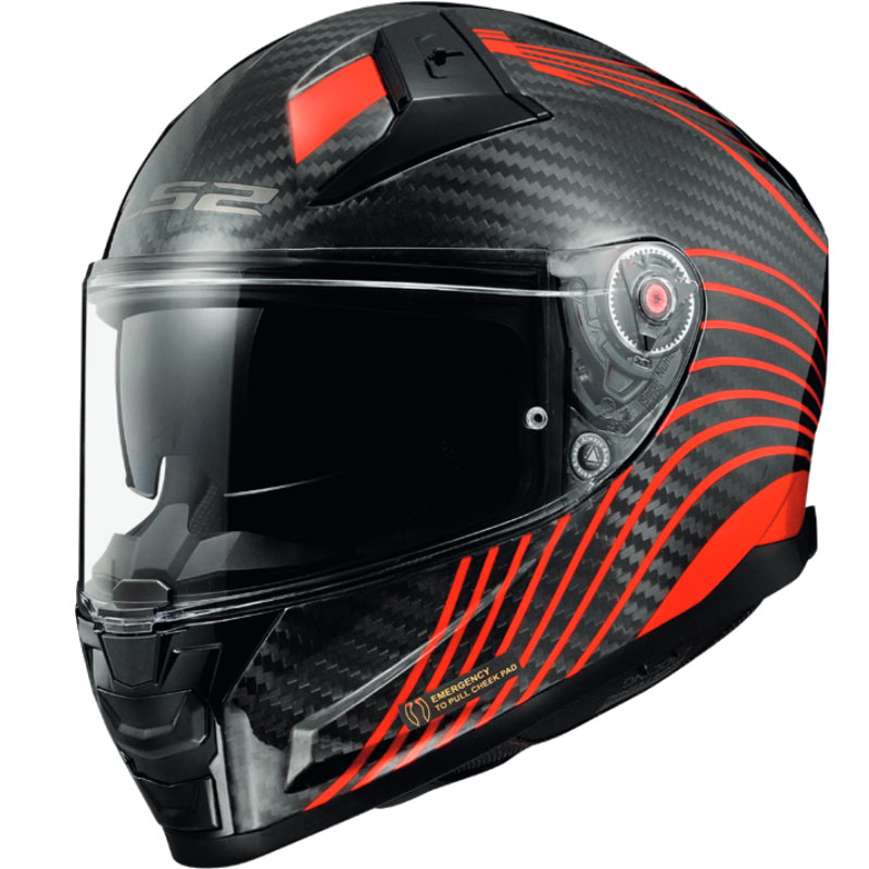 Casco LS2 FF811 Vector 2 Carbon Flux rosso