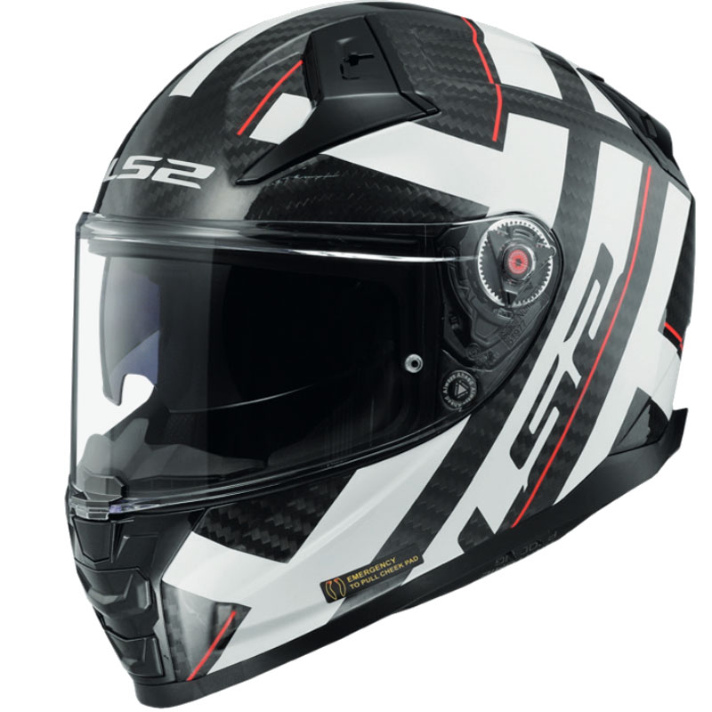 Casco LS2 FF811 Vector 2 Carbon Strong bianco