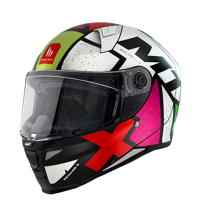 Mt Helmets Revenge 2 S Light C0 bianco rosa giallo