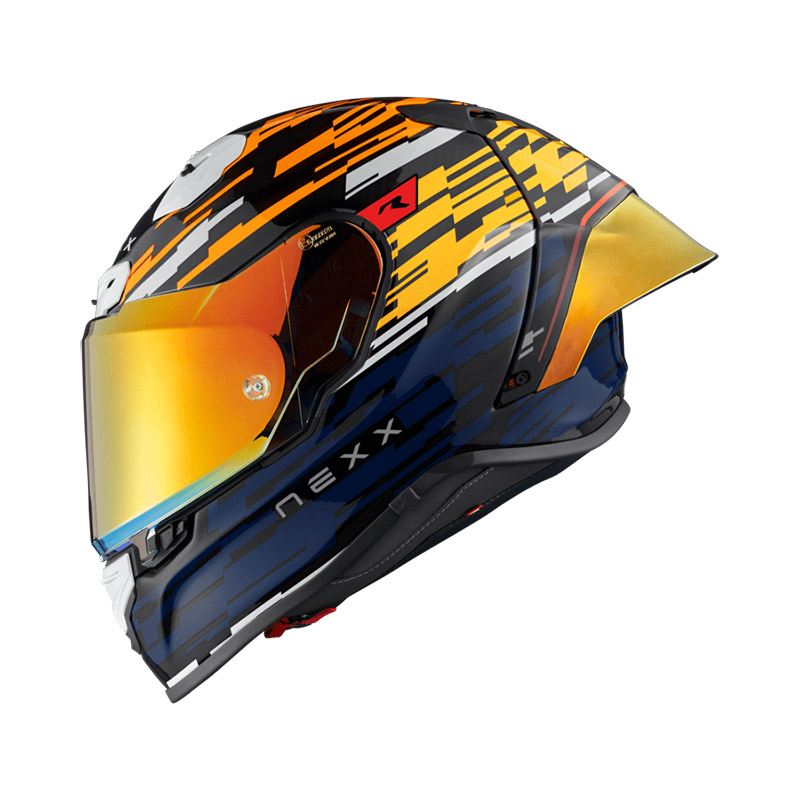 Casco Nexx X.R3R Glitch Racer arancio blu