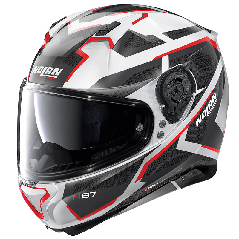 Nolan N87 Plus Overland N-com White Red N8P000023035 Full Face Helmets |  MotoStorm