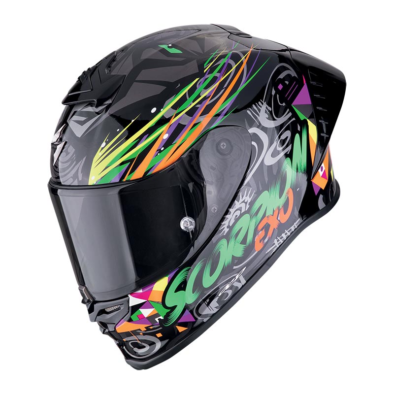 Scorpion Exo R1 Evo 2 Air Savage Helm Grün orange