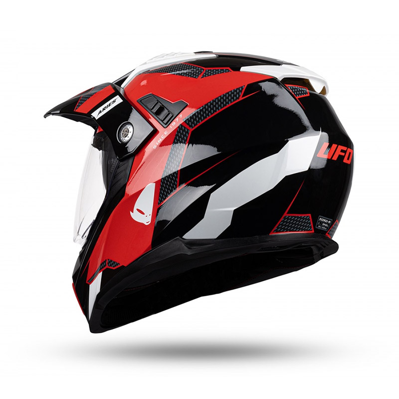 Casco Ufo Aries Nero Rosso Lucido | MotoStorm
