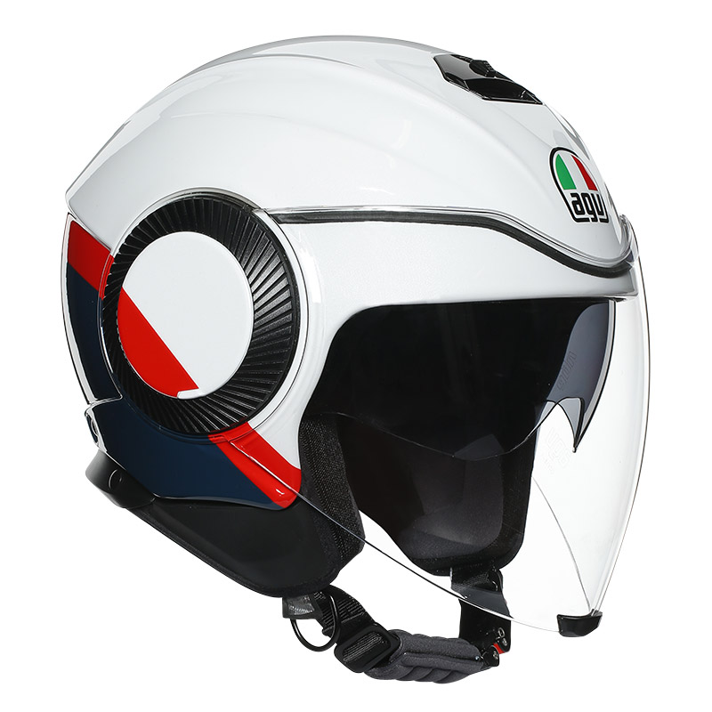 Casco AGV Orbyt Block bianco rosso fluo