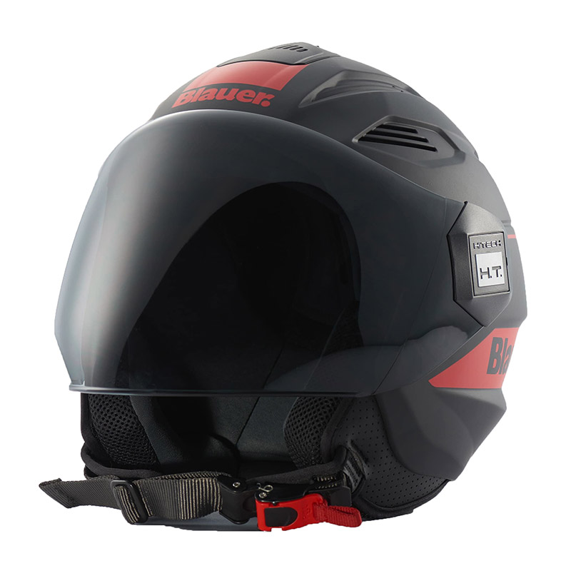 Casco Blauer Brat nero opaco rosso