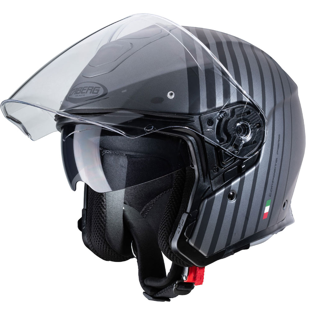 Caberg Flyon Bakari Helmet Grey Black C4HC00G9 Jet Helmets | MotoStorm