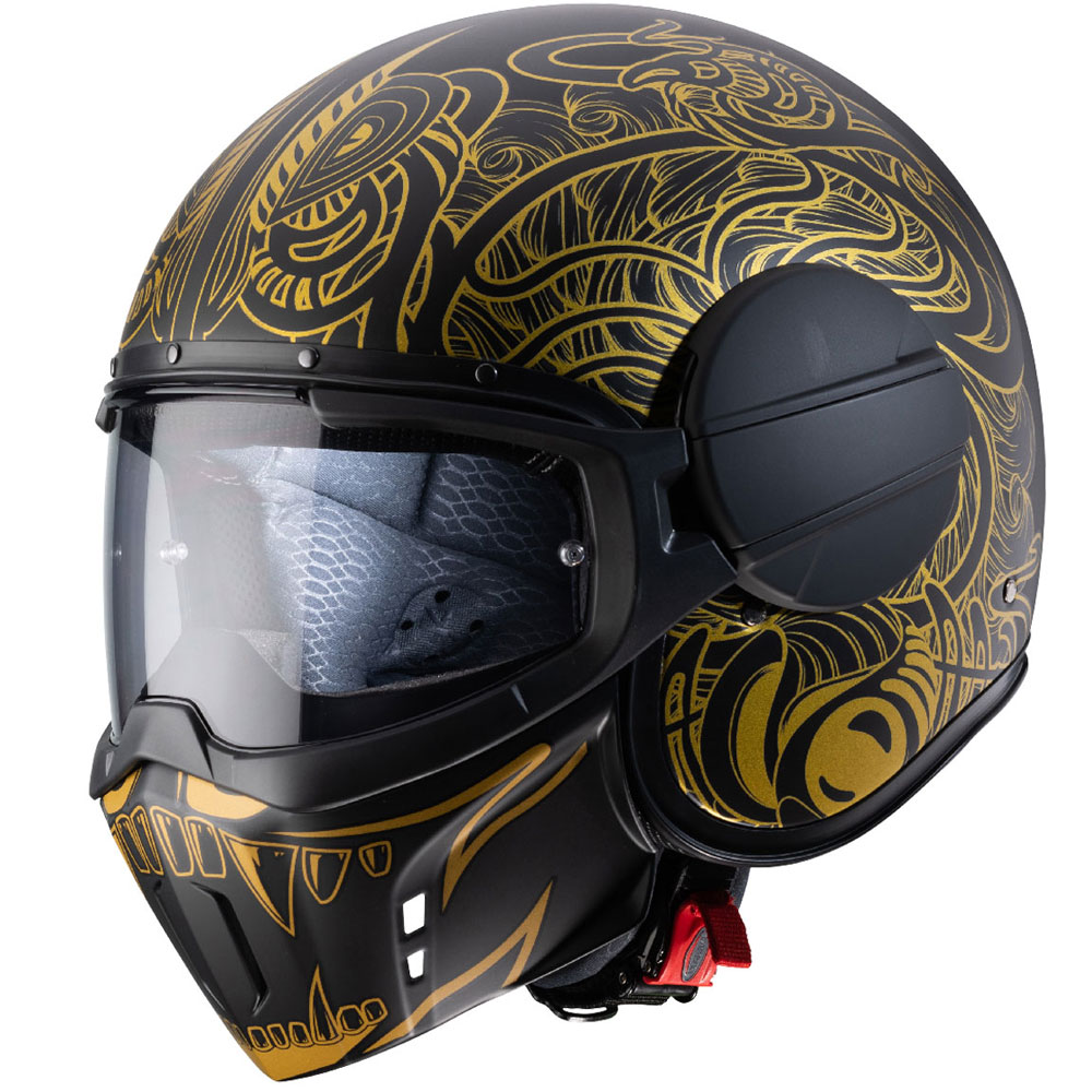 Casco Caberg Ghost Maori nero opaco oro