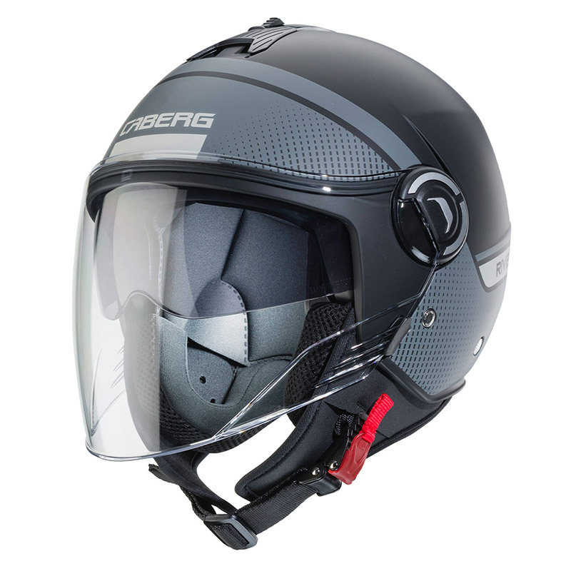 Caberg Riviera V4 Elite Helmet Black Grey C6HB00D5 Jet Helmets | MotoStorm