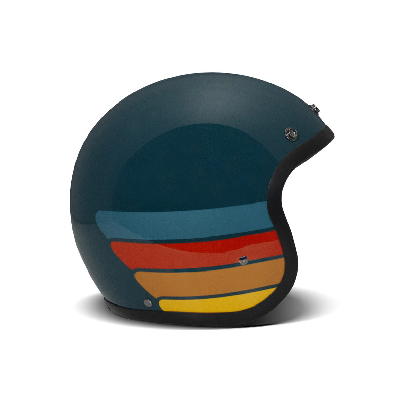 Casco Dmd Jet Retro Petrolhead blu