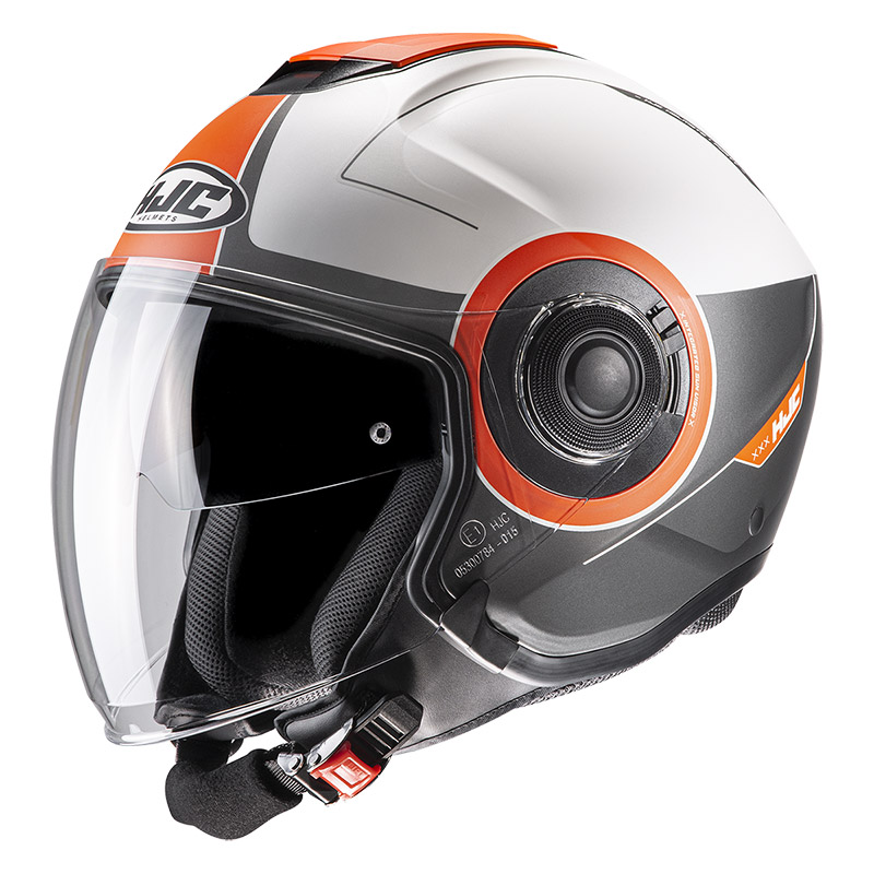 Casco Jet HJC I40 Panadi arancio grigio