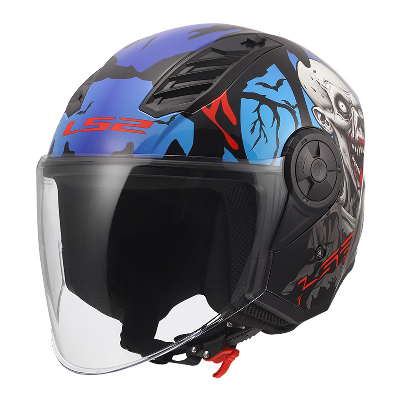 Casque LS2 OF616 Airflow 2 Zombie 2 noir rouge bleu