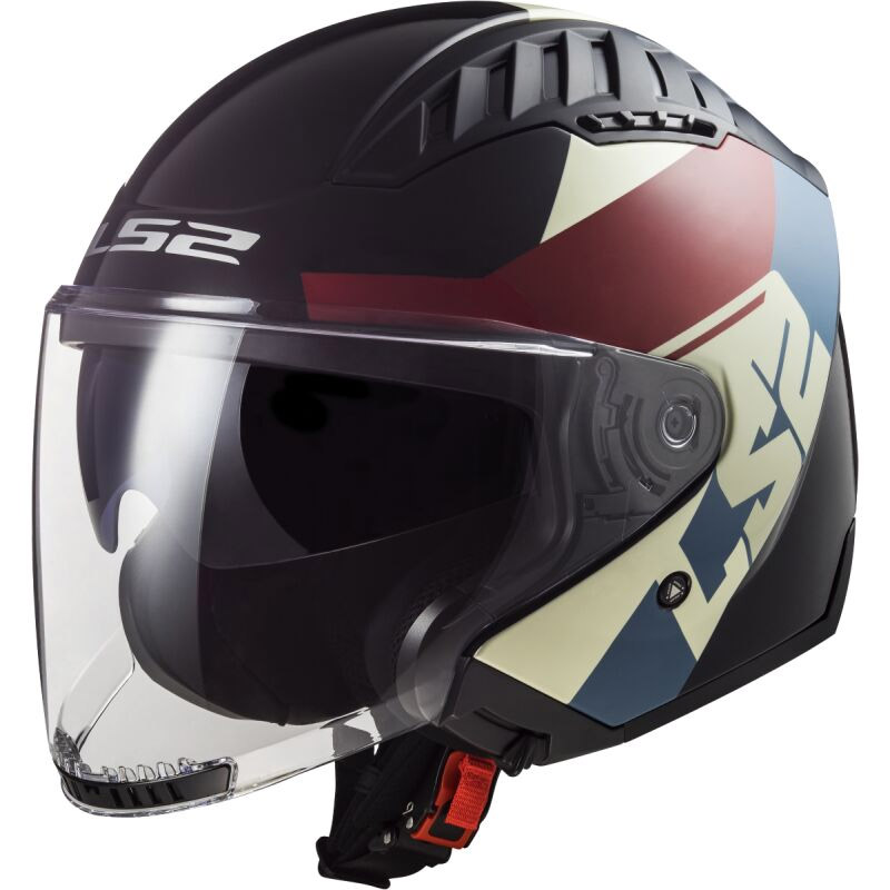 Casco Ls2 Of600 Copter 2 Rise nero opaco rosso blu