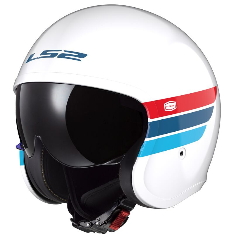 Casco LS2 OF599 Spitfire 2 Retro bianco blu rosso