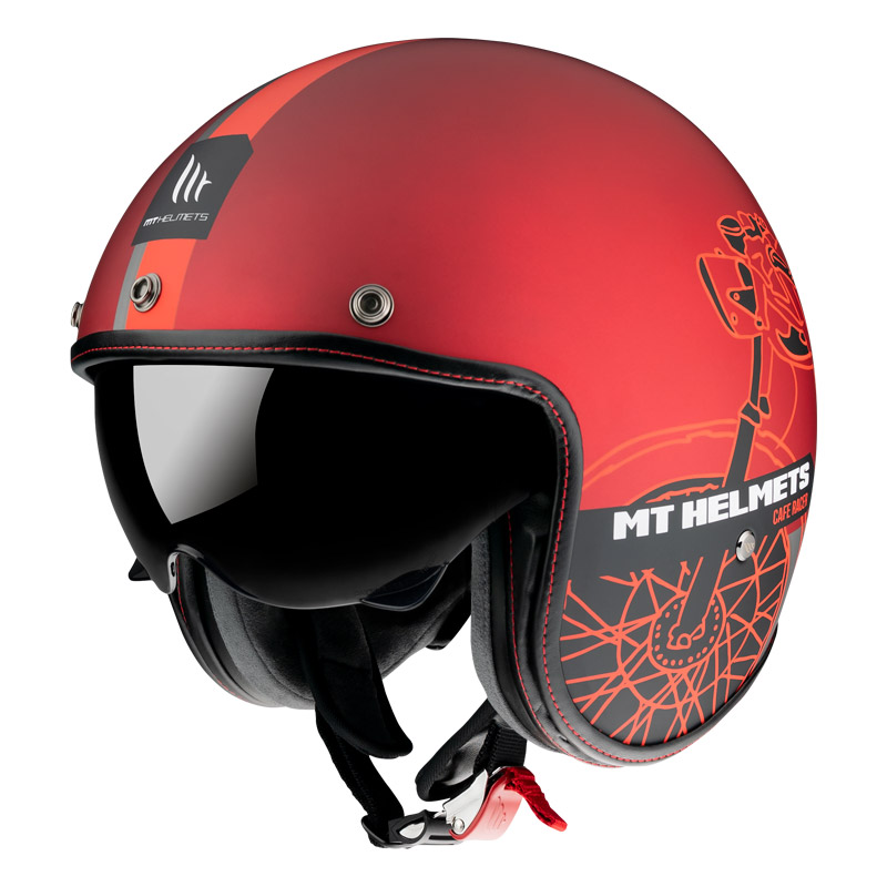 Mt Helmets Le Mans 2 Sv Cafè Racer B5 rosso opaco