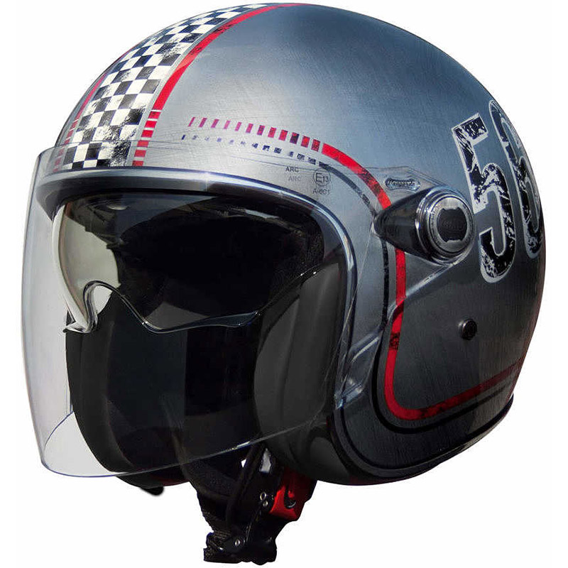 PREMIER Vangardeは銀クロームメッキをFL ジェット ヘルメット