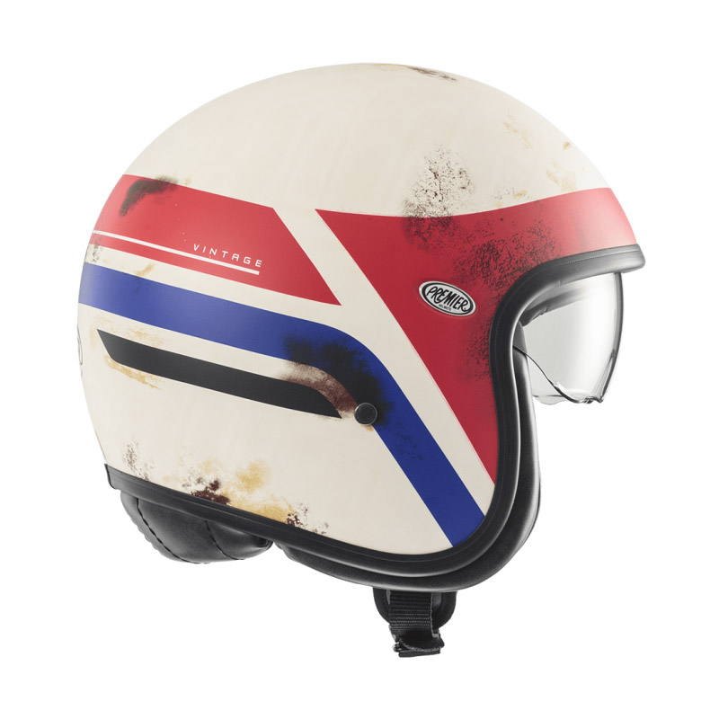 Casque moto vintage jet fibre premier avec visière intégrée SKM 18 BM Multi  Vente en Ligne 