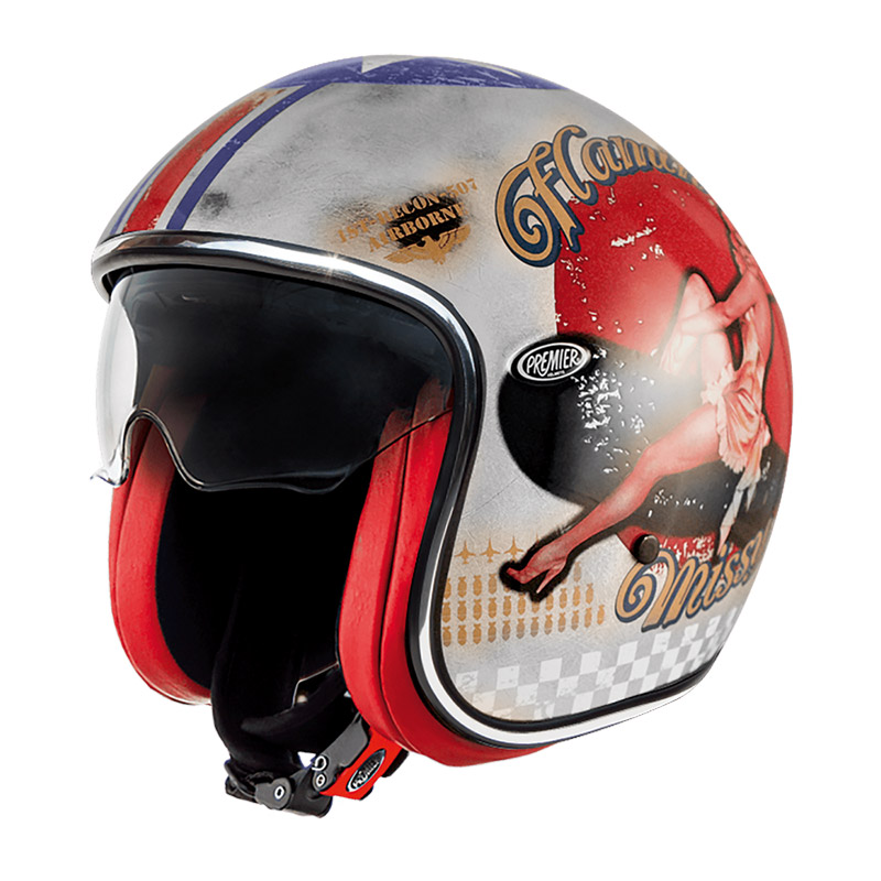 Casco Premier Vintage Pin Up Old Style Plata 22.06