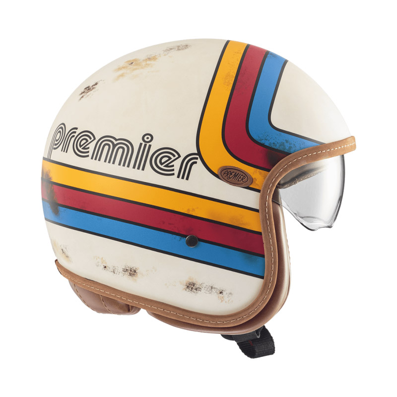 Casque vintage Helstons Mora Carbon beige jet