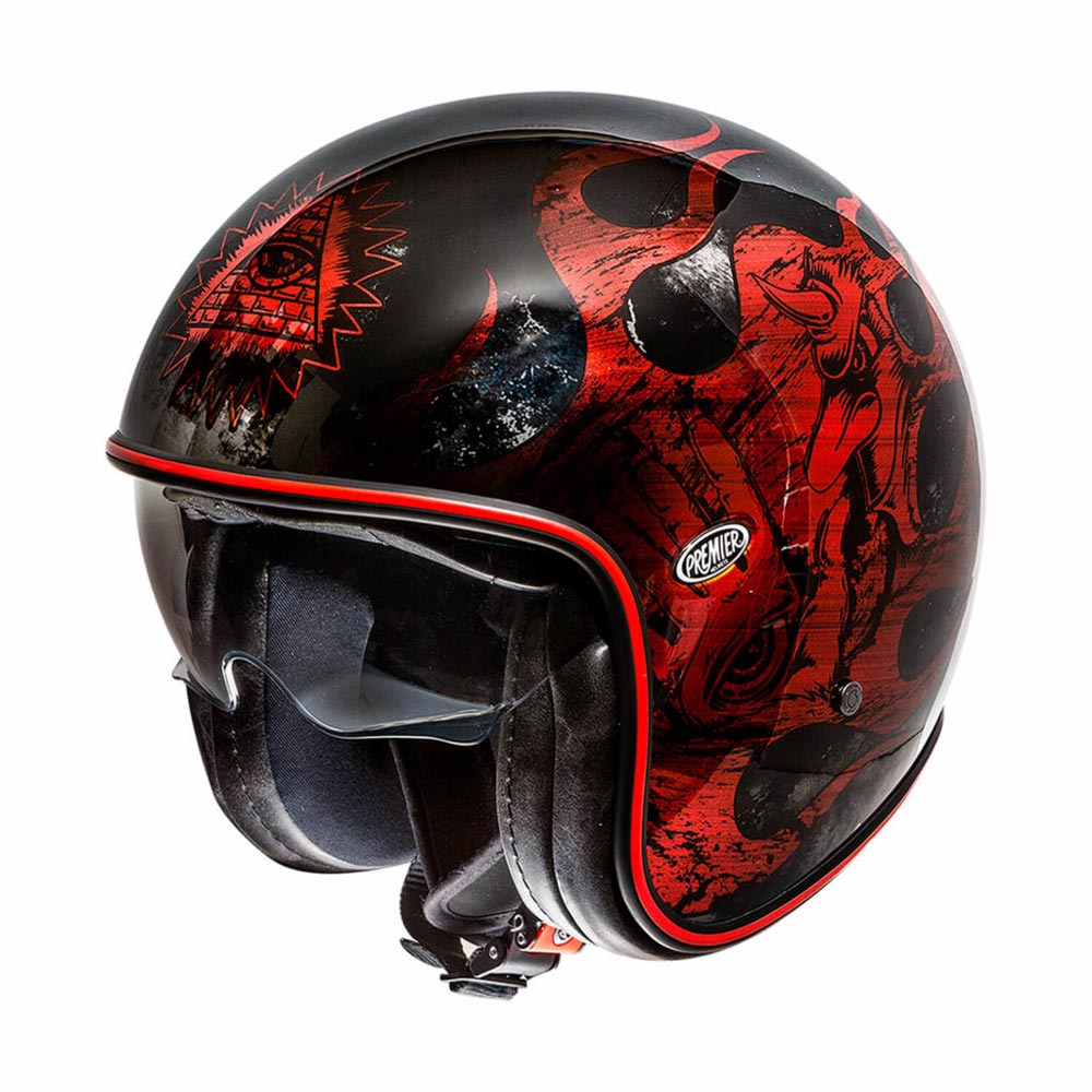 Casque Premier Vintage Jet Evo Bd Rouge Chromed 2019 Casques Jet