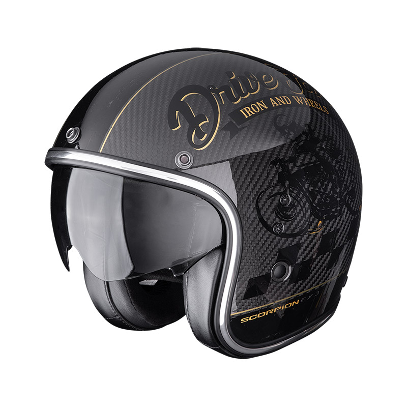 Casco Scorpion Belfast Evo Carbon Zippy nero oro