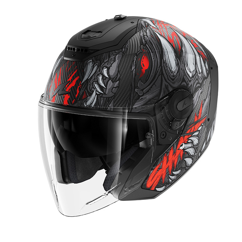 Casco Shark Rs Jet Carbon Shaytan Mat rosso