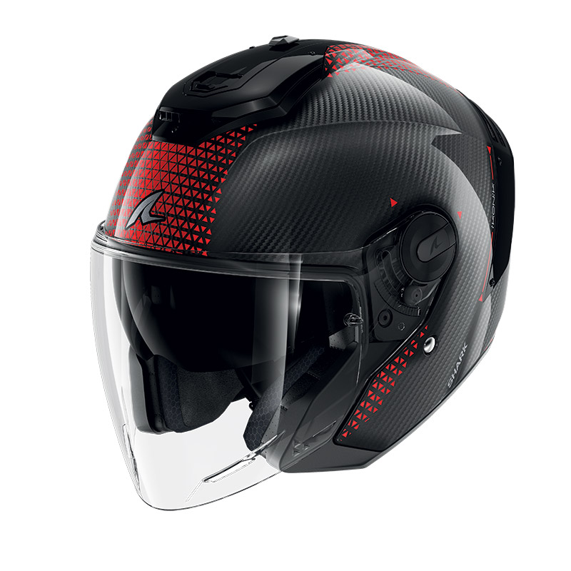 Casco Shark Rs Jet Carbon Ikonik rosso