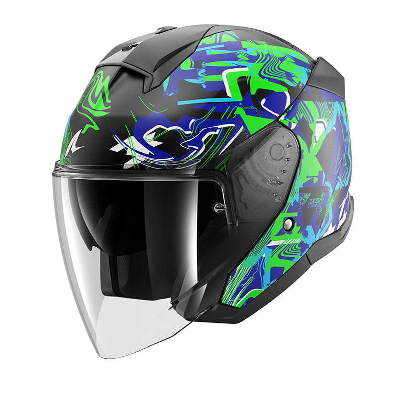 Shark Skwal Jet Pranz Mat Helm grün blau