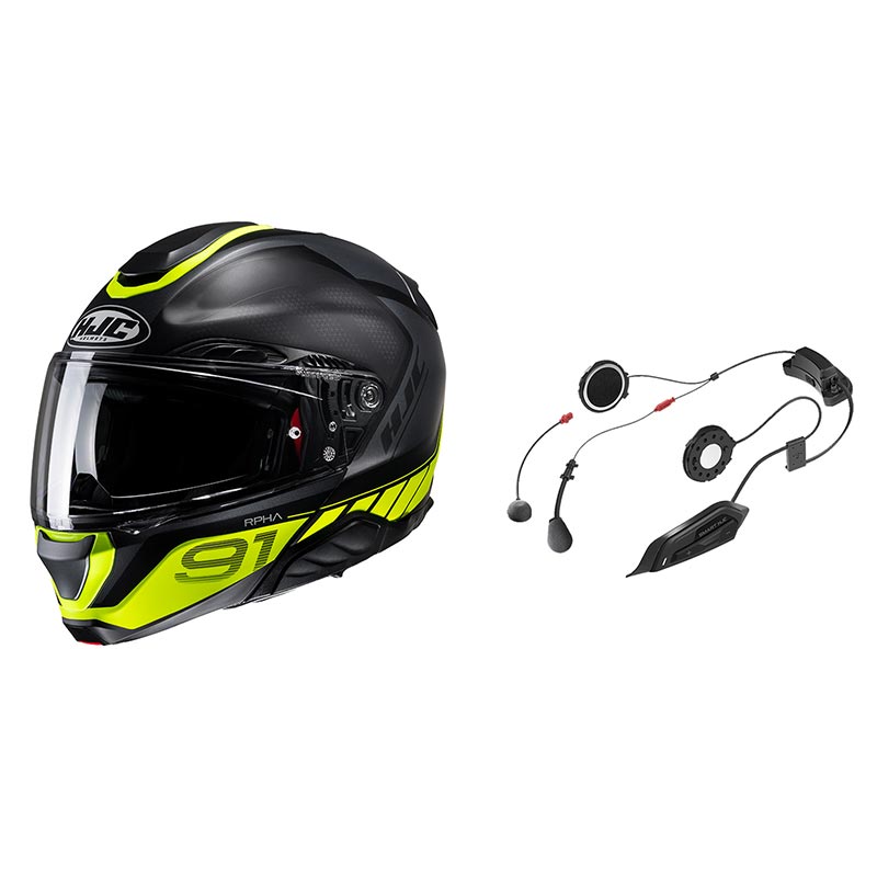 Hjc Rpha 91 Rafino Helmet Yellow + Smart 11b HJC-147573-MC3HSF Modular ...
