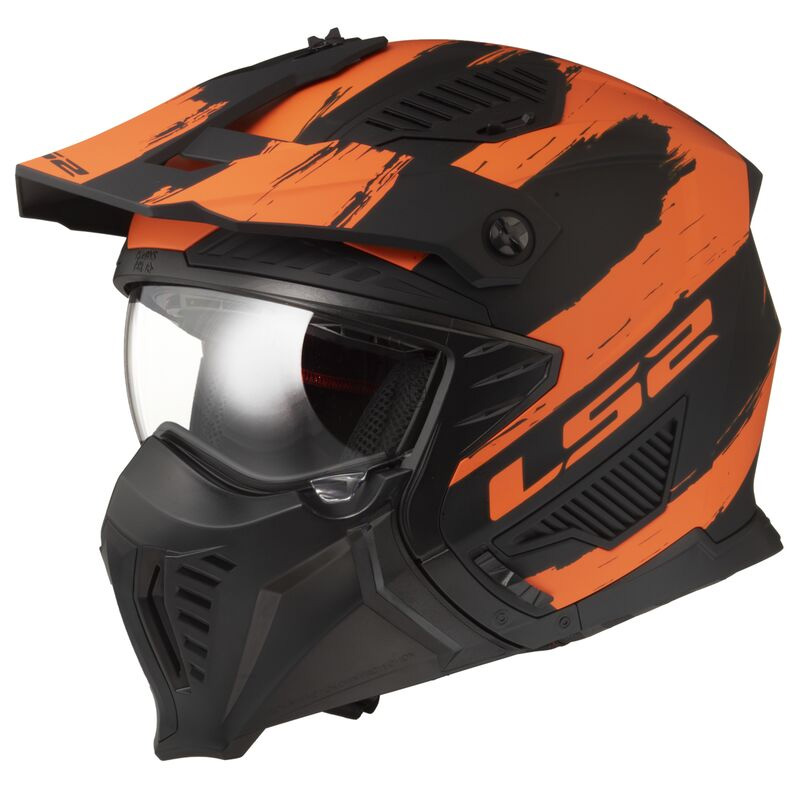 Casco LS2 OF606 Drifter Mud nero arancio