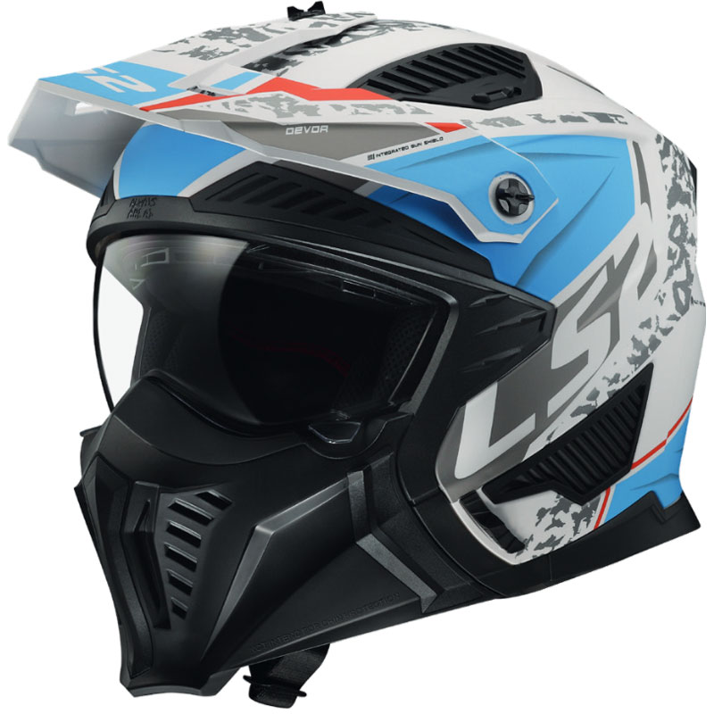 Casco LS2 OF606 Drifter Devor bianco opaco blu