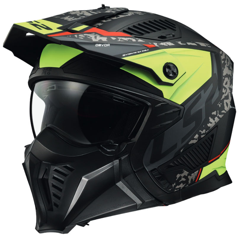 Casco LS2 OF606 Drifter Devor nero opaco giallo