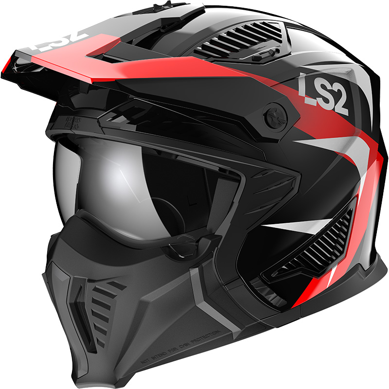 Casco LS2 OF606 Drifter Triality nero rosso