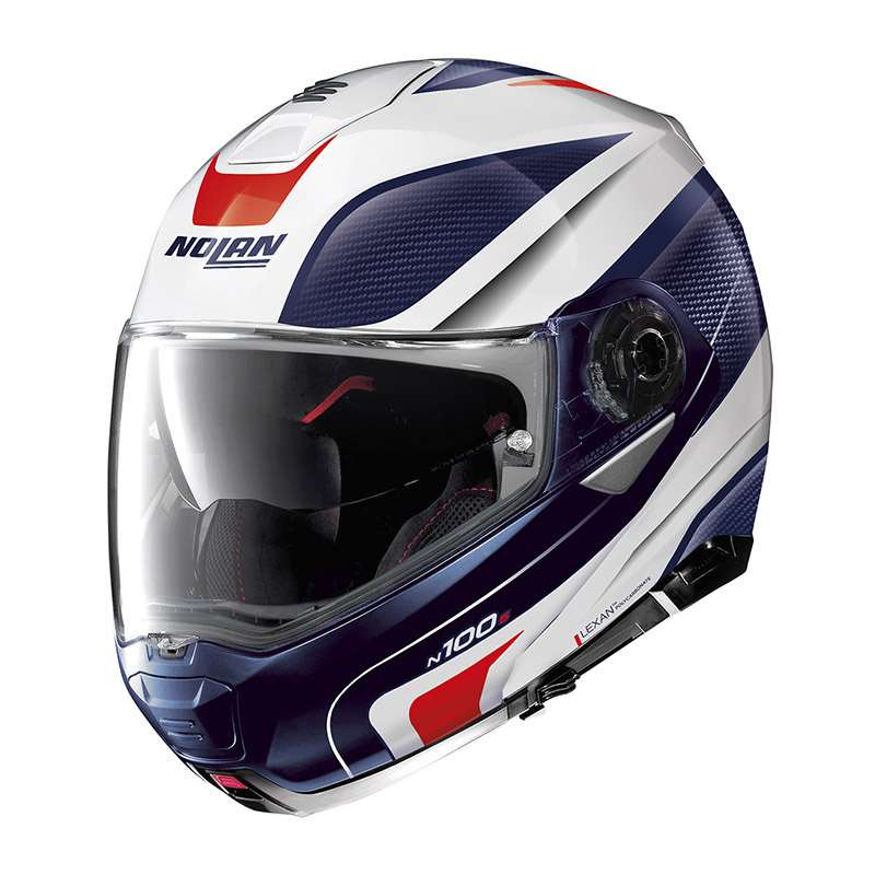 Casco Nolan N100.5 Orbiter N-COM bianco blu rosso